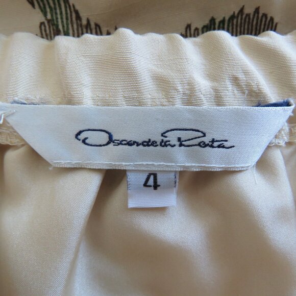 VINTAGE OSCAR DE LA RENTA Tafetta Floral Embroidered Maxi Skirt Wedding - US 4 - Picture 15 of 15